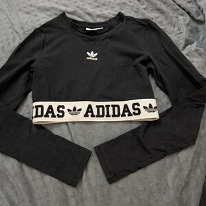 Black Long Sleeve Adidas Crop Top Size Xs Never Worn Perfect Condition